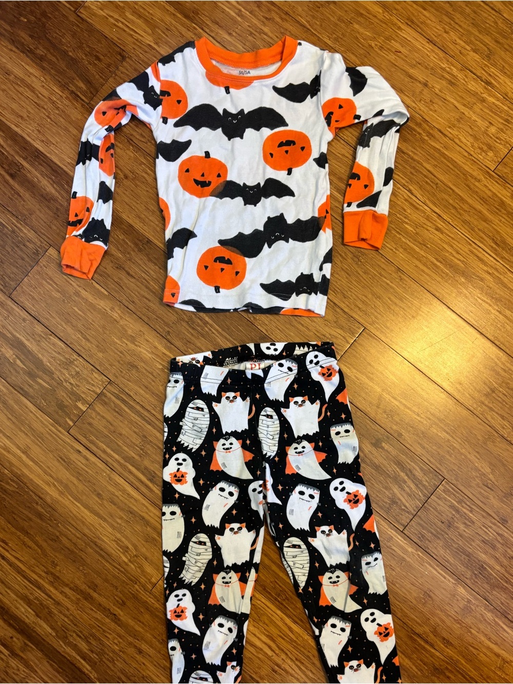 Mix Match Halloween Black, White & Orange Pumpkin and Ghost Pajama Set